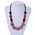 Chunky Wood Bead Cotton Cord Necklace with Scratched Effect (Pink, Orange, Black, Red) - 60cm L - view 2