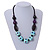 Chunky Wood Bead Cotton Cord Necklace (Mint Blue, Brown, Purple) - 60cm L - view 2