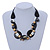 Statement Cluster Ceramic, Wood, Glass Bead Necklace with Black Cotton Cord (Natural, Black, White) - 50cm L - view 2