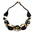 Statement Cluster Ceramic, Wood, Glass Bead Necklace with Black Cotton Cord (Natural, Black, White) - 50cm L - view 5