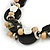 Statement Cluster Ceramic, Wood, Glass Bead Necklace with Black Cotton Cord (Natural, Black, White) - 50cm L - view 3