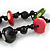 Long Chunky 2 Strand Multicoloured Wood Bead Black Cord Necklace - 86cm L - view 5