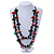 Long Chunky 2 Strand Multicoloured Wood Bead Black Cord Necklace - 86cm L - view 2