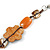 Multicoloured Shell, Ceramic Bead Brown Faux Leather Cord Necklace (Orange, Brown, Blue, Green) - 66cm L - view 3