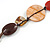 Multicoloured Shell, Ceramic Bead Brown Faux Leather Cord Necklace (Orange, Brown, Blue, Green) - 66cm L - view 4