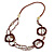 Long Multi-strand Brown/ Cream Ceramic Bead, Acrylic Ring Necklace - 90cm L - view 3