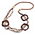 Long Multi-strand Brown/ Cream Ceramic Bead, Acrylic Ring Necklace - 90cm L