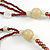 Long Multi-strand Brown/ Cream Ceramic Bead, Acrylic Ring Necklace - 90cm L - view 6