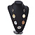 Natural Oval Shell and Black Ceramic Bead Faux Leather Cord Necklace - 70cm L - view 3
