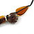 Statement Cluster Ceramic, Wood Bead and Silver Tone Ring Necklace with Black Cotton Cord (Brown, Black) - 56cm L - view 4