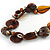 Statement Cluster Ceramic, Wood Bead and Silver Tone Ring Necklace with Black Cotton Cord (Brown, Black) - 56cm L - view 5