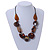 Statement Cluster Ceramic, Wood Bead and Silver Tone Ring Necklace with Black Cotton Cord (Brown, Black) - 56cm L - view 2