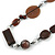 Striking Wood, Ceramic, Acrylic Bead with Black Suede Cords Necklace (Brown/ Silver) - 72cm L - view 3