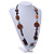 Striking Wood, Ceramic, Acrylic Bead with Black Suede Cords Necklace (Brown/ Silver) - 72cm L - view 2