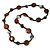 Brown Wood Coin Shape Bead and Grey Shell Nugget Necklace - 74cm L - view 3