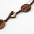 Brown Wood Coin Shape Bead and Grey Shell Nugget Necklace - 74cm L - view 5