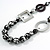 Geometric Black/ Metallic Silver Wood Bead Black Faux Leather Cord Necklace - 72cm L - view 3