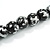 Geometric Black/ Metallic Silver Wood Bead Black Faux Leather Cord Necklace - 72cm L - view 4