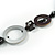 Geometric Black/ Metallic Silver Wood Bead Black Faux Leather Cord Necklace - 72cm L - view 5