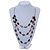 Layered Wood Bead with Metallic Silver Rubber Cord Necklace - 86cm L - view 3