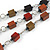 Layered Wood Bead with Metallic Silver Rubber Cord Necklace - 86cm L - view 4