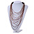 Long Layered Multi-strand Plum/ Transparent Glass Bead Black Faux Leather Cord Necklace - 100cm L - view 2