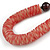 Chunky Rose Red Shell Coin Necklace with Black Faux Leather Cord - 55cm L - view 3