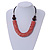Chunky Rose Red Shell Coin Necklace with Black Faux Leather Cord - 55cm L - view 2