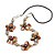 Taupe/ Brown Shell Floral Faux Leather Cord Long Necklace -76cm L - view 3