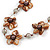 Taupe/ Brown Shell Floral Faux Leather Cord Long Necklace -76cm L - view 4