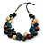 Chunky Cluster Wood, Resin Bead Black Cotton Cord Necklace (Teal, Brown, Natural, Black) - 72cm L/ 185g