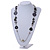 Black/ Grey Sea Shell, Heart Acrylic, Silver Ball Beaded Long Chain Necklace In Silver Tone - 88cm Long - view 2