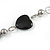 Black/ Grey Sea Shell, Heart Acrylic, Silver Ball Beaded Long Chain Necklace In Silver Tone - 88cm Long - view 5
