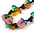 Multicoloured Square Shape Resin and Black Round Wood Bead Cotton Cord Necklace - 72cm L - view 3