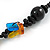 Multicoloured Square Shape Resin and Black Round Wood Bead Cotton Cord Necklace - 72cm L - view 4