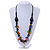 Multicoloured Square Shape Resin and Black Round Wood Bead Cotton Cord Necklace - 72cm L - view 2