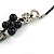 Black Round Ceramic Bead and Grey Shell Nugget Faux Leather Cord Necklace - 70cm L - view 5
