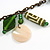 Boho Style Shell, Ceramic, Bone Charm with Bronze Tone Chain Necklace (Green/ Natural) - 76cm L - view 4