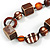 Geometric Wood Bead Cotton Cord Necklace In Brown - 76cm L - view 3