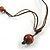 Geometric Wood Bead Cotton Cord Necklace In Brown - 76cm L - view 5