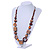 Geometric Wood Bead Cotton Cord Necklace In Brown - 76cm L - view 2