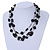 210g Solid 3 Strand Black Glass & Ceramic Bead Necklace In Silver Tone - 60cm L/ 5cm Ext - view 2