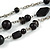 210g Solid 3 Strand Black Glass & Ceramic Bead Necklace In Silver Tone - 60cm L/ 5cm Ext - view 3
