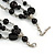 210g Solid 3 Strand Black Glass & Ceramic Bead Necklace In Silver Tone - 60cm L/ 5cm Ext - view 4
