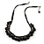Black Ceramic Bead Charm with Silk Ribbon Necklace - 48cm L/ 4cm Ext