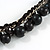 Black Ceramic Bead Charm with Silk Ribbon Necklace - 48cm L/ 4cm Ext - view 3