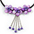 Purple Shell Flower Metal Wire with Black/ Purple Cotton Cord Necklace - 44cm L/ 5cm Ext - view 4