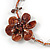 Romantic Brown Shell, Glass Bead Side Floral Motif Wire Choker Necklace In Silver Tone - 44cm L - view 3