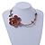 Romantic Brown Shell, Glass Bead Side Floral Motif Wire Choker Necklace In Silver Tone - 44cm L - view 2