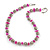 Stylish Metal Ball with Wire and Deep Pink Sea Shell Nugget Necklace In Silver Tone - 44cm L/ 4cm Ext